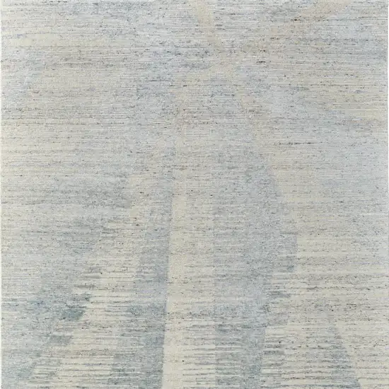 Blue Ivory And Silver Abstract Hand Knotted Distressed Area Rug Photo 9