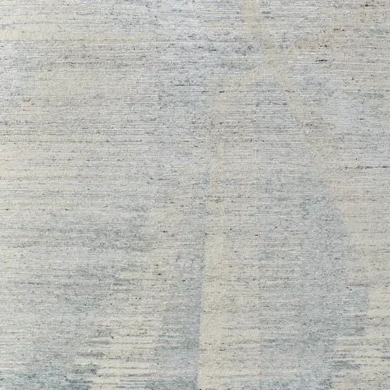 Blue Ivory And Silver Abstract Hand Knotted Distressed Area Rug Photo 8