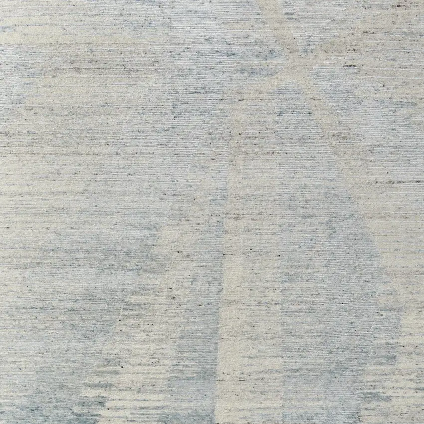 Blue Ivory And Silver Abstract Hand Knotted Distressed Area Rug Photo 8