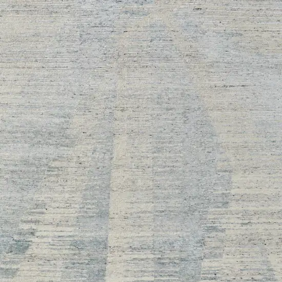 Blue Ivory And Silver Abstract Hand Knotted Distressed Area Rug Photo 9