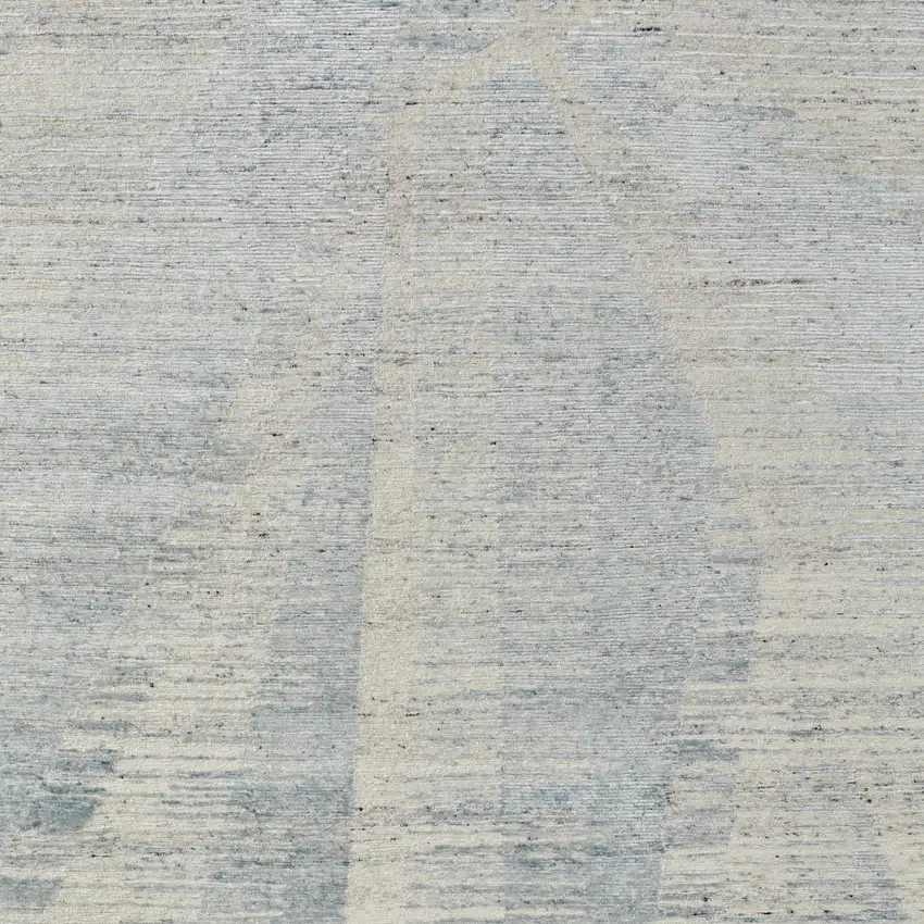 Blue Ivory And Silver Abstract Hand Knotted Distressed Area Rug Photo 9