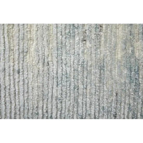 Blue Ivory And Silver Abstract Hand Knotted Distressed Area Rug Photo 7