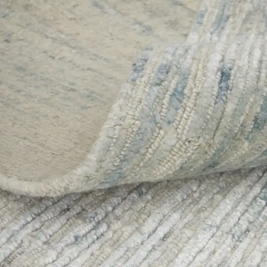 Blue Ivory And Silver Abstract Hand Knotted Distressed Area Rug Photo 8