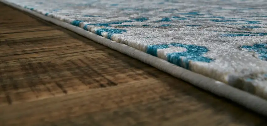 Ivory and Blue Abstract Power Loom Area Rug Photo 8