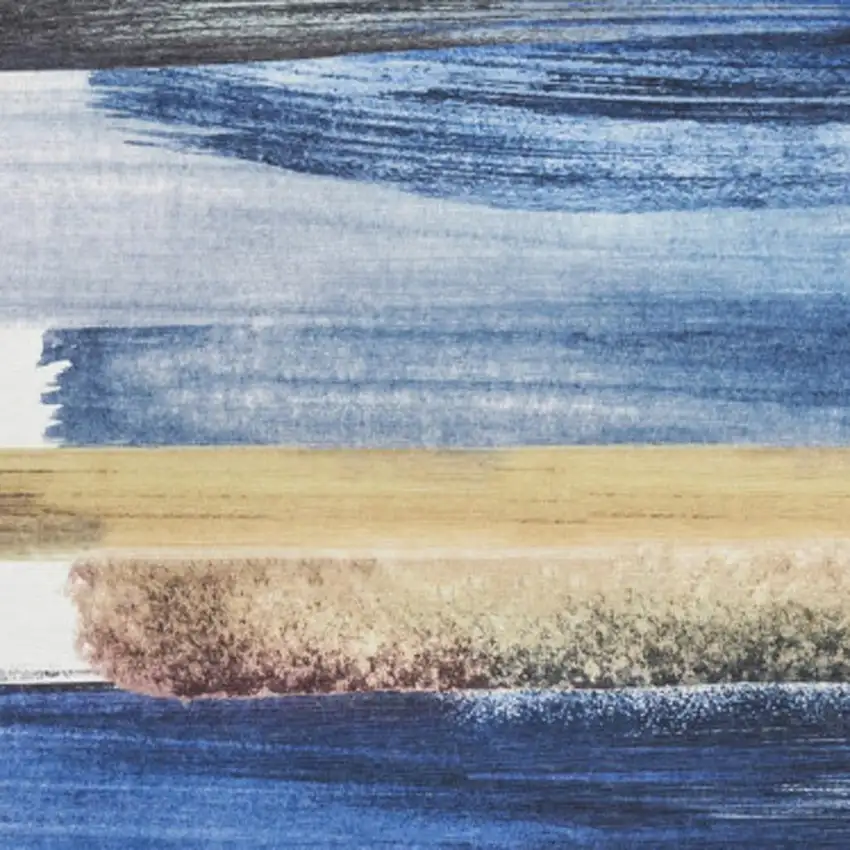 5' X 7' Ivory and Blue Abstract Power Loom Washable Non Skid Area Rug Photo 1