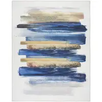 Photo of Ivory and Blue Abstract Power Loom Washable Non Skid Area Rug