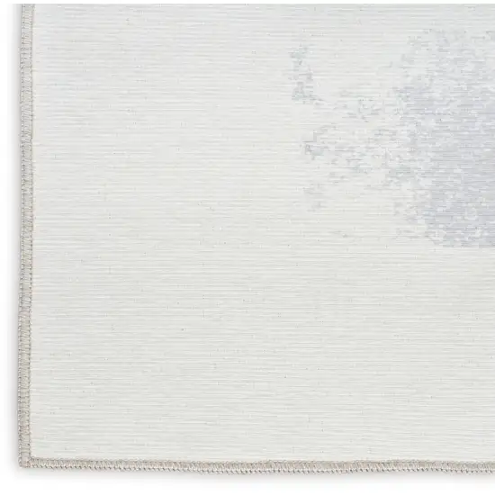 Ivory and Blue Abstract Power Loom Washable Non Skid Area Rug Photo 8