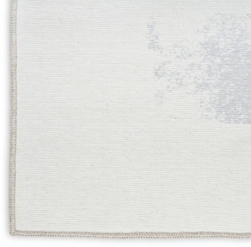Ivory and Blue Abstract Power Loom Washable Non Skid Area Rug Photo 8