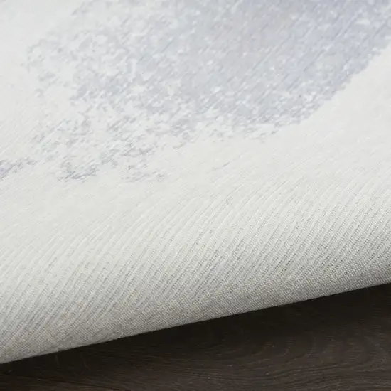 Ivory and Blue Abstract Power Loom Washable Non Skid Area Rug Photo 7