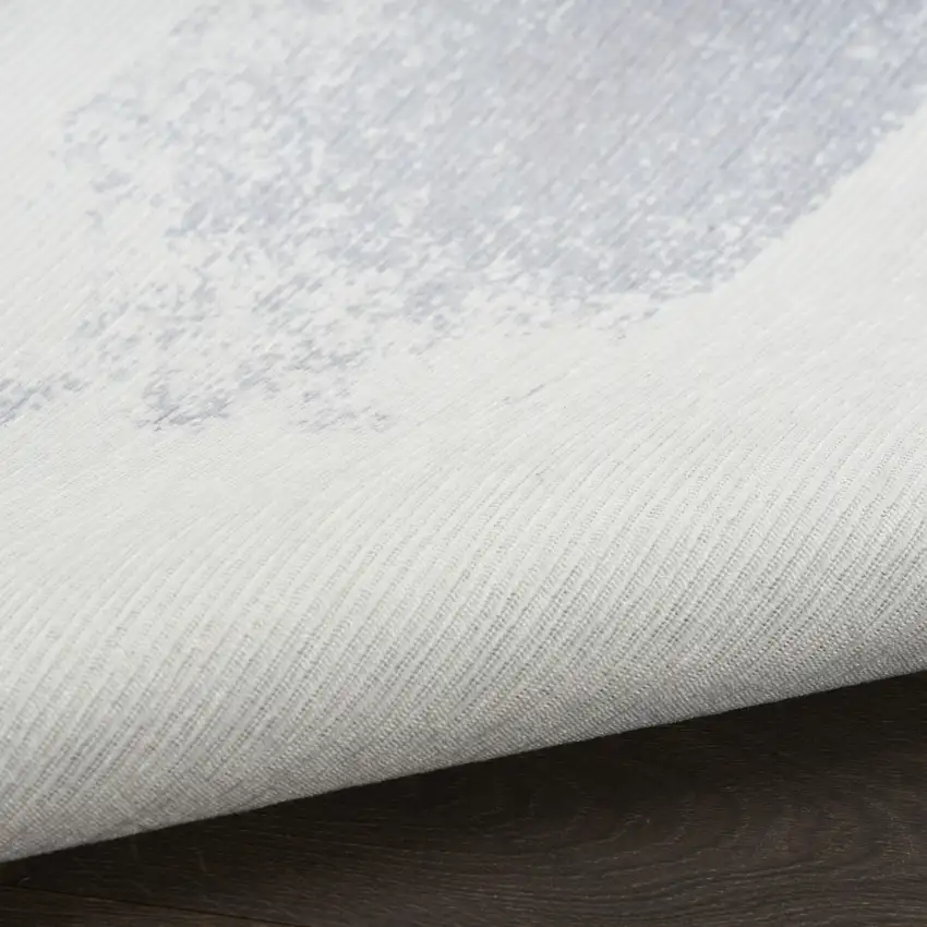 Ivory and Blue Abstract Power Loom Washable Non Skid Area Rug Photo 7