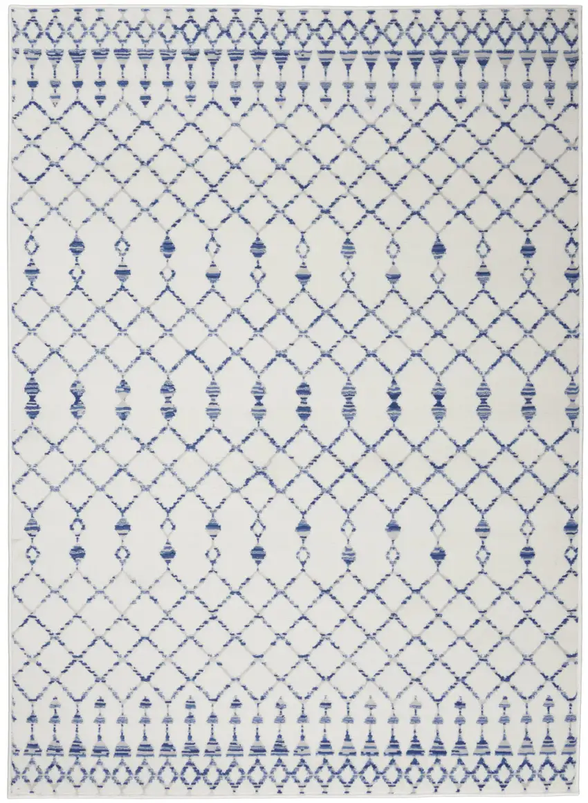 Ivory and Blue Berber Pattern Area Rug Photo 8