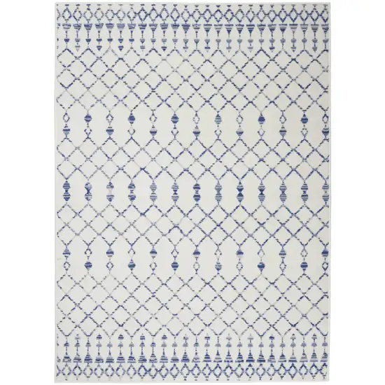 Ivory and Blue Berber Pattern Area Rug Photo 8