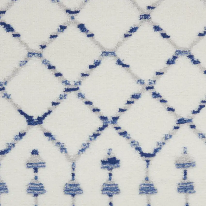 Ivory and Blue Berber Pattern Area Rug Photo 5