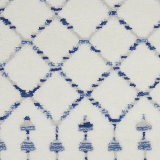 Ivory and Blue Berber Pattern Area Rug Photo 5