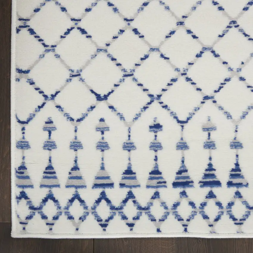 Ivory And Blue Geometric Area Rug Photo 9