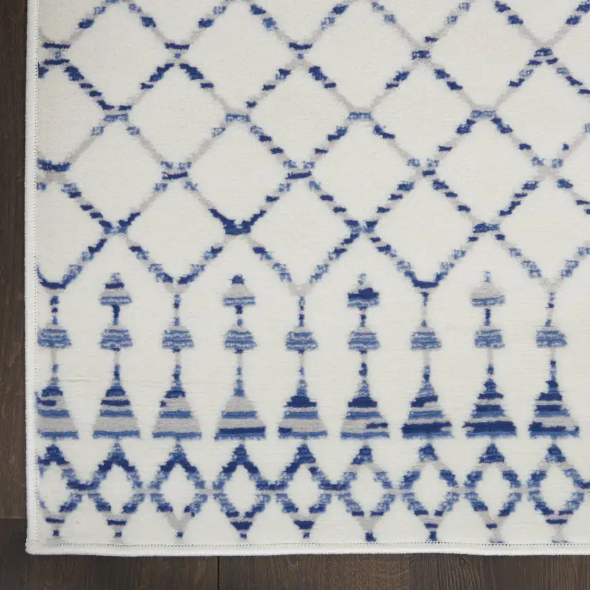 Ivory and Blue Berber Pattern Area Rug Photo 3