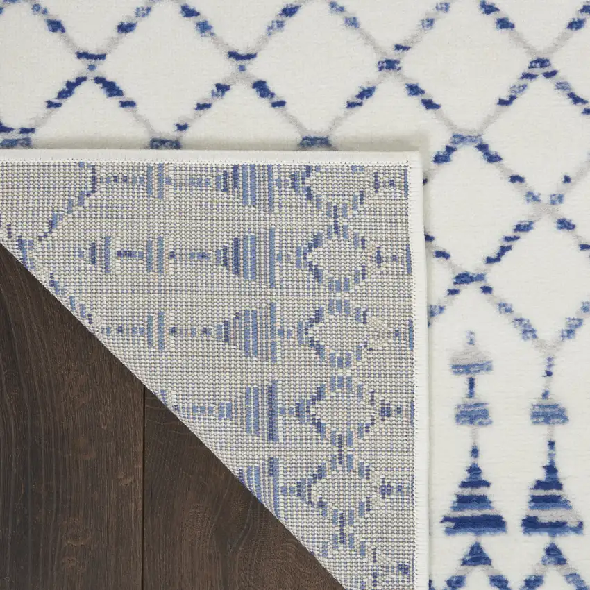 Ivory and Blue Berber Pattern Area Rug Photo 2