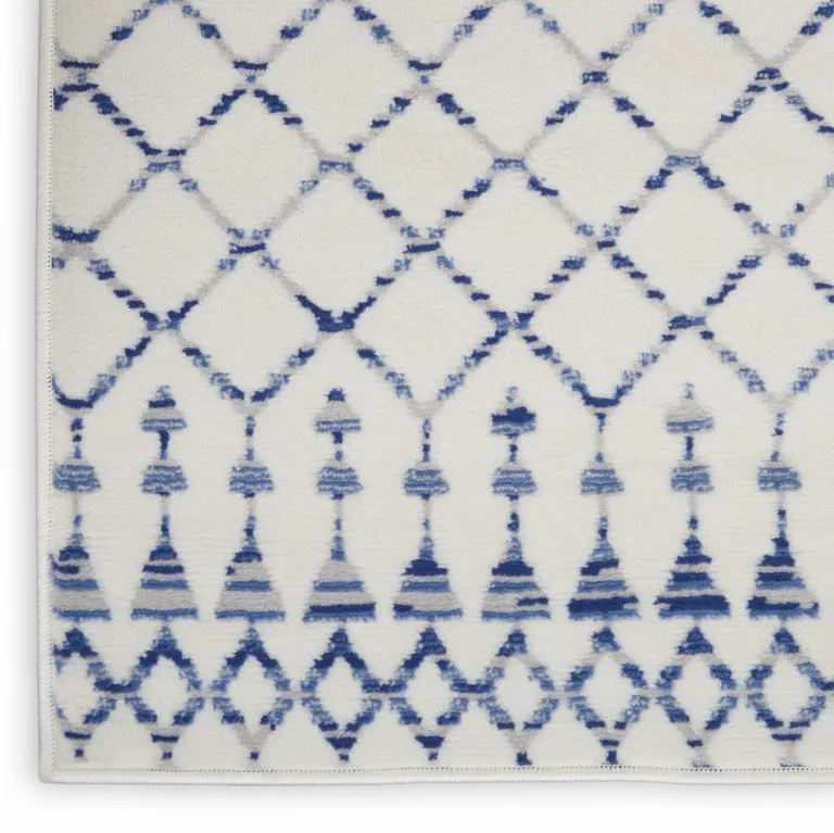 Ivory and Blue Berber Pattern Area Rug Photo 4