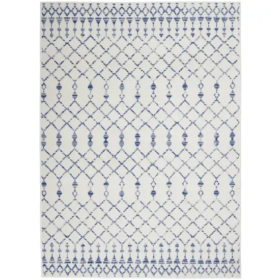 Ivory And Blue Geometric Area Rug Photo 8