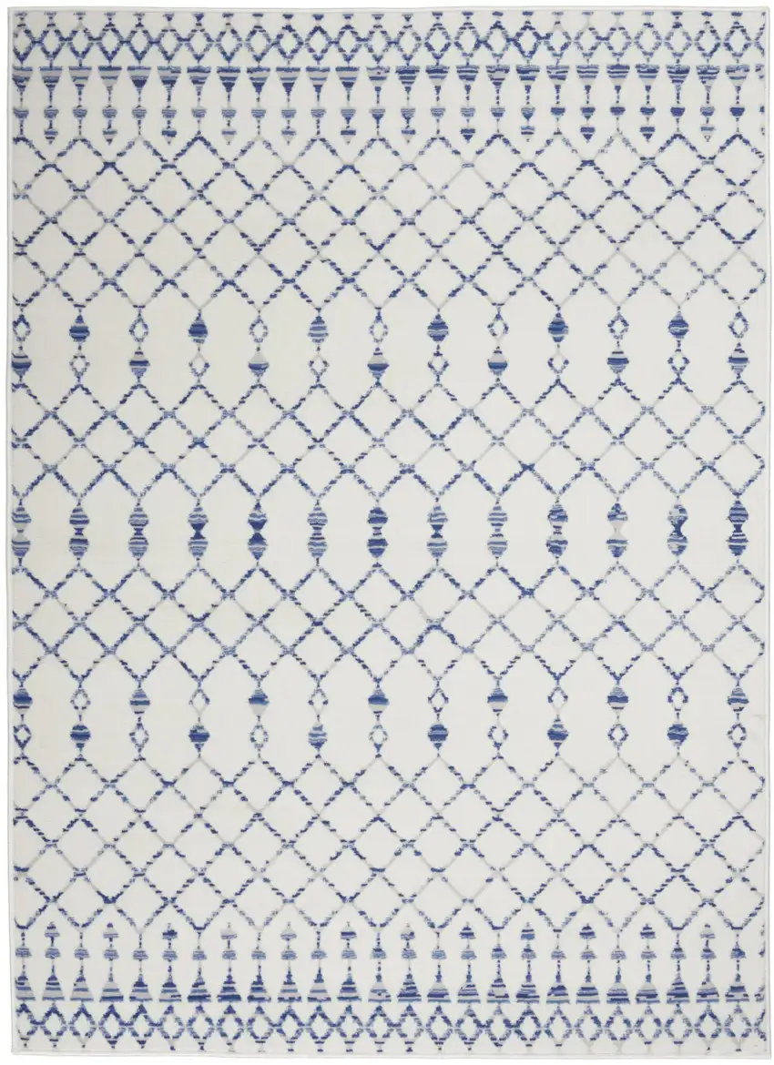 Ivory And Blue Geometric Area Rug Photo 8