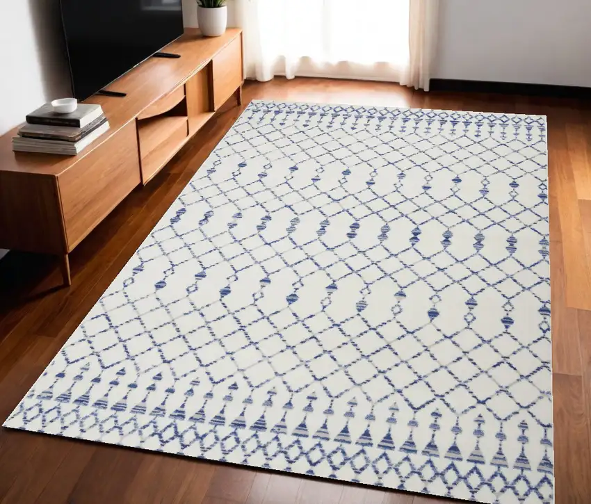 Ivory Geometric Berber Area Rug Photo 1