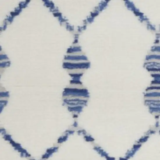 Ivory And Blue Geometric Area Rug Photo 6