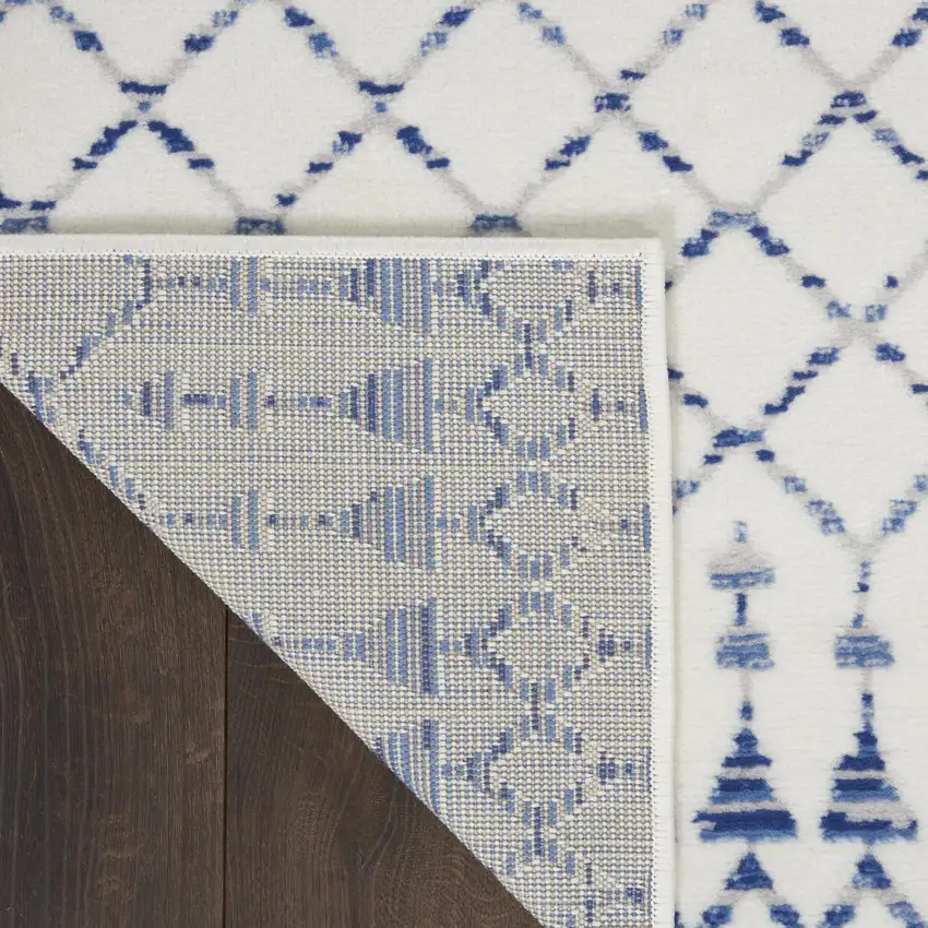 Ivory And Blue Geometric Area Rug Photo 9