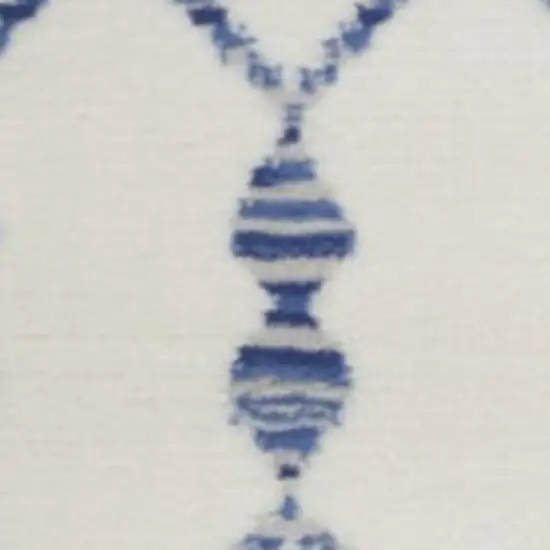 Ivory And Blue Geometric Area Rug Photo 1