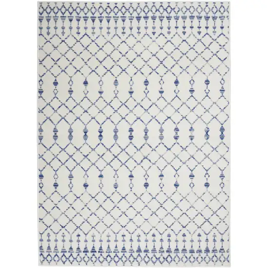 Ivory And Blue Geometric Area Rug Photo 5