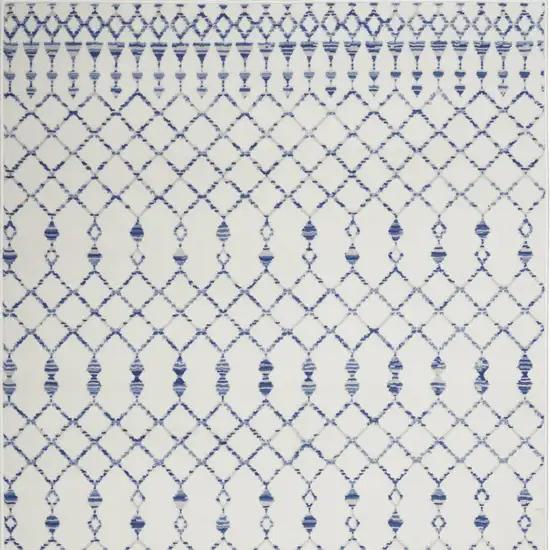 Ivory And Blue Geometric Area Rug Photo 7