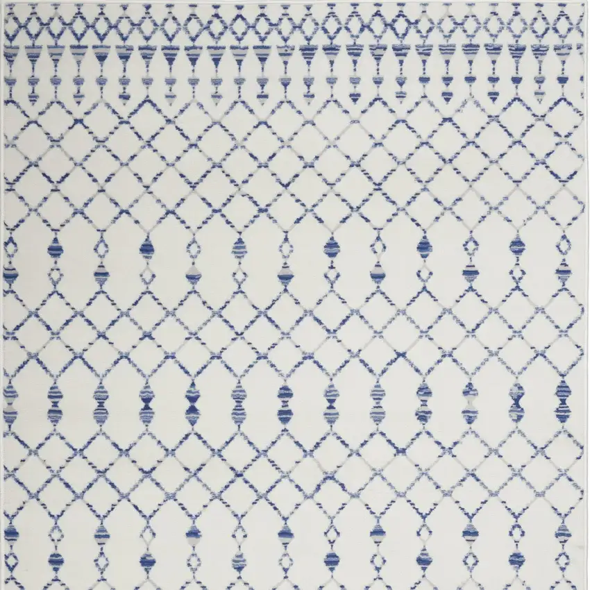 Ivory And Blue Geometric Area Rug Photo 7