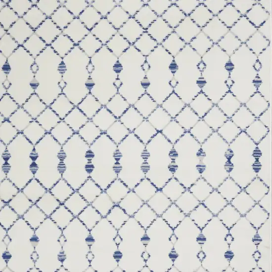 Ivory And Blue Geometric Area Rug Photo 6