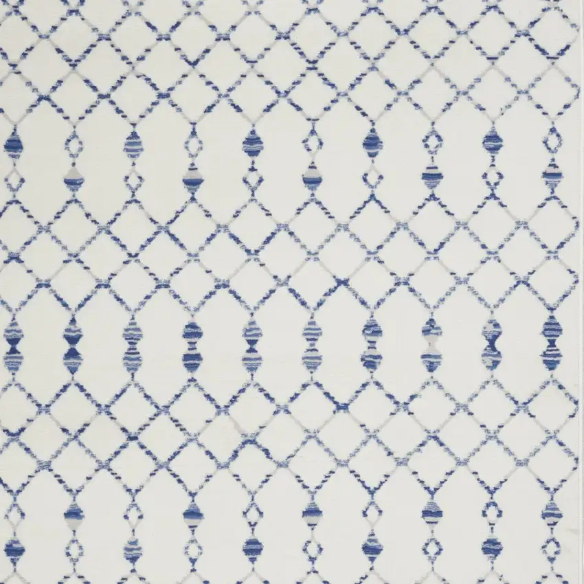 Ivory And Blue Geometric Area Rug Photo 6