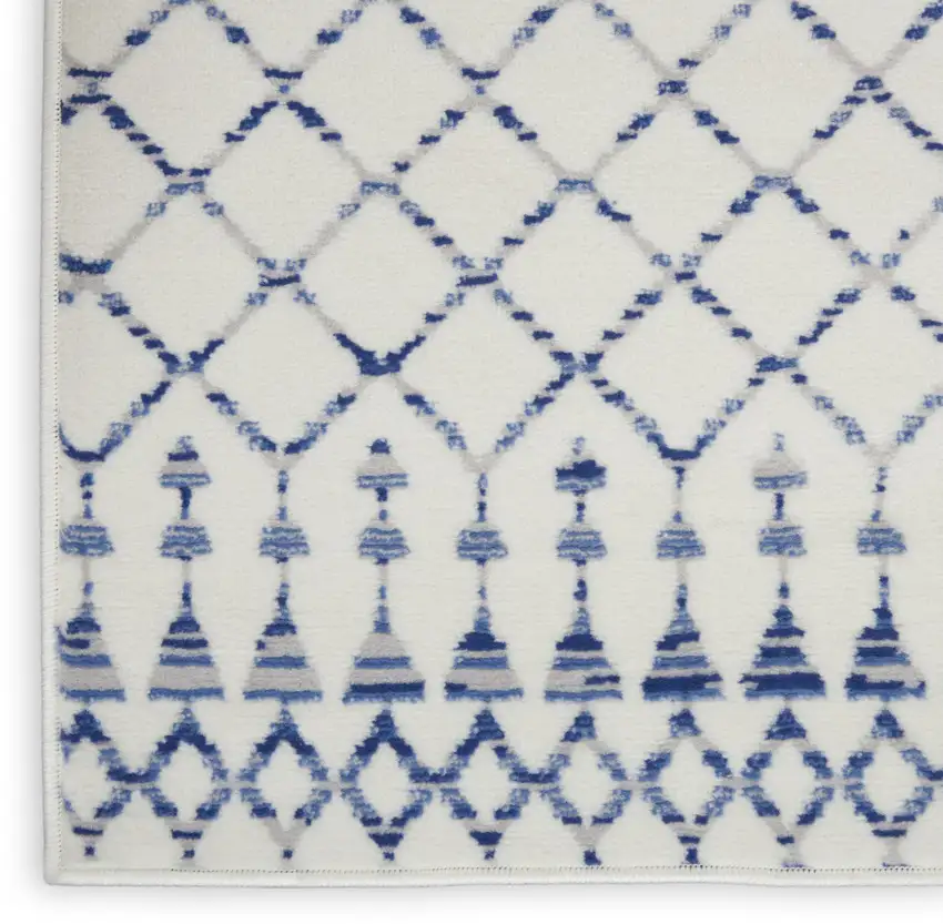 Ivory And Blue Geometric Area Rug Photo 9