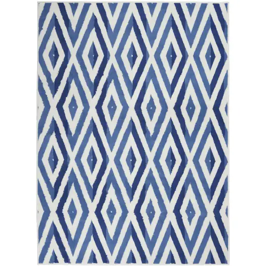 Ivory And Blue Geometric Area Rug Photo 8