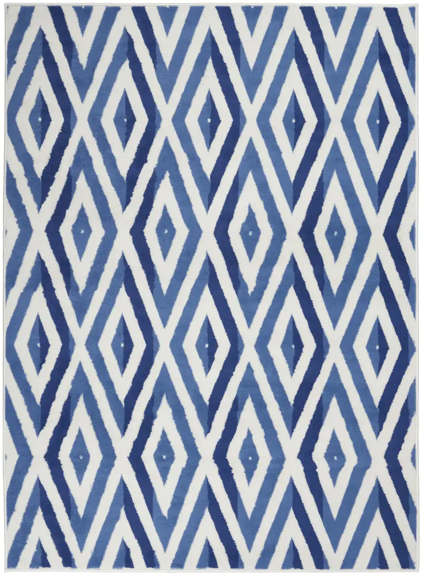 Ivory And Blue Geometric Area Rug Photo 8