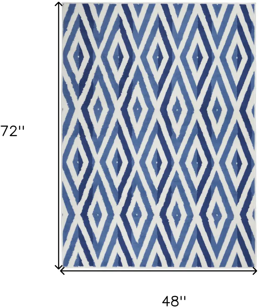 Blue And Ivory Geometric Dhurrie Area Rug Photo 3