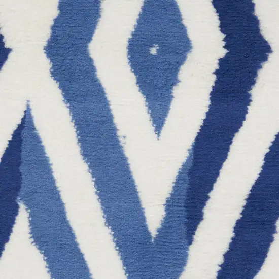 Ivory And Blue Geometric Area Rug Photo 3