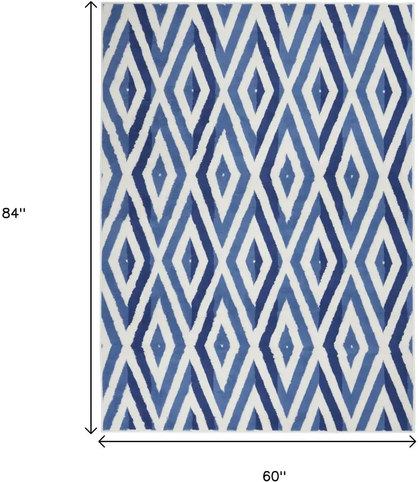 Ivory And Blue Geometric Area Rug Photo 9