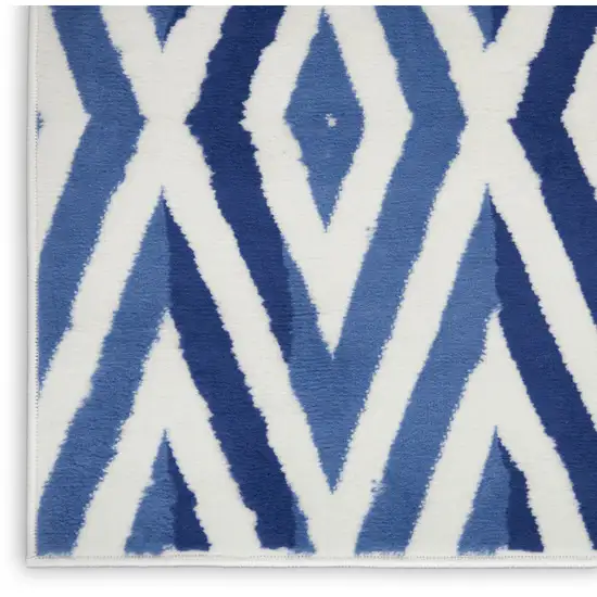 Ivory And Blue Geometric Area Rug Photo 7
