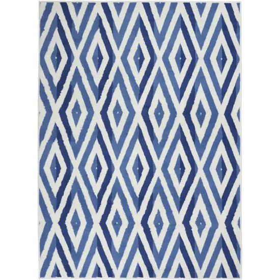 Ivory And Blue Geometric Area Rug Photo 9