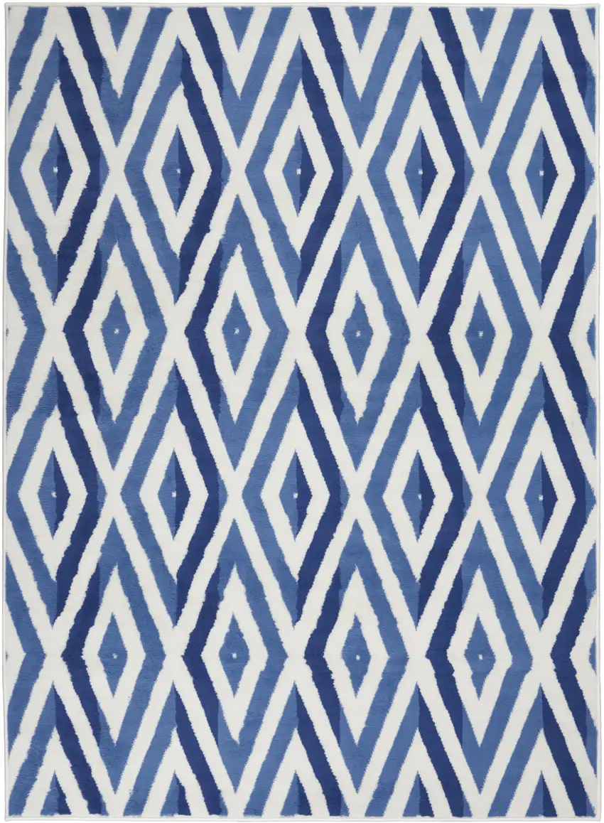 Ivory And Blue Geometric Area Rug Photo 9