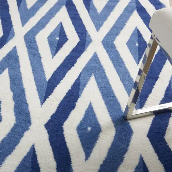 Ivory And Blue Geometric Area Rug Photo 8