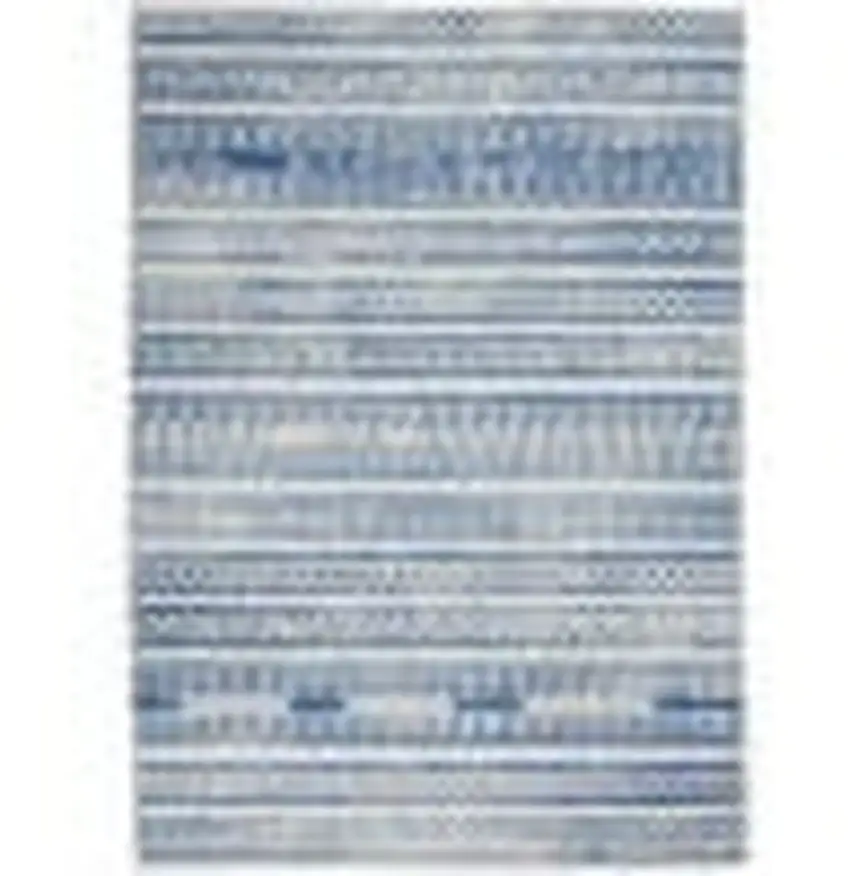 Ivory and Blue Distressed Area Rug Photo 1