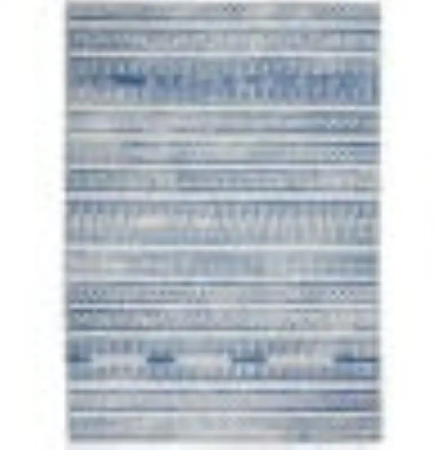 Ivory And Blue Geometric Distressed Area Rug Photo 3