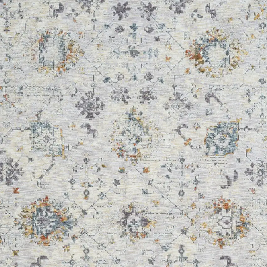 Ivory and Blue Floral Area Rug Photo 6