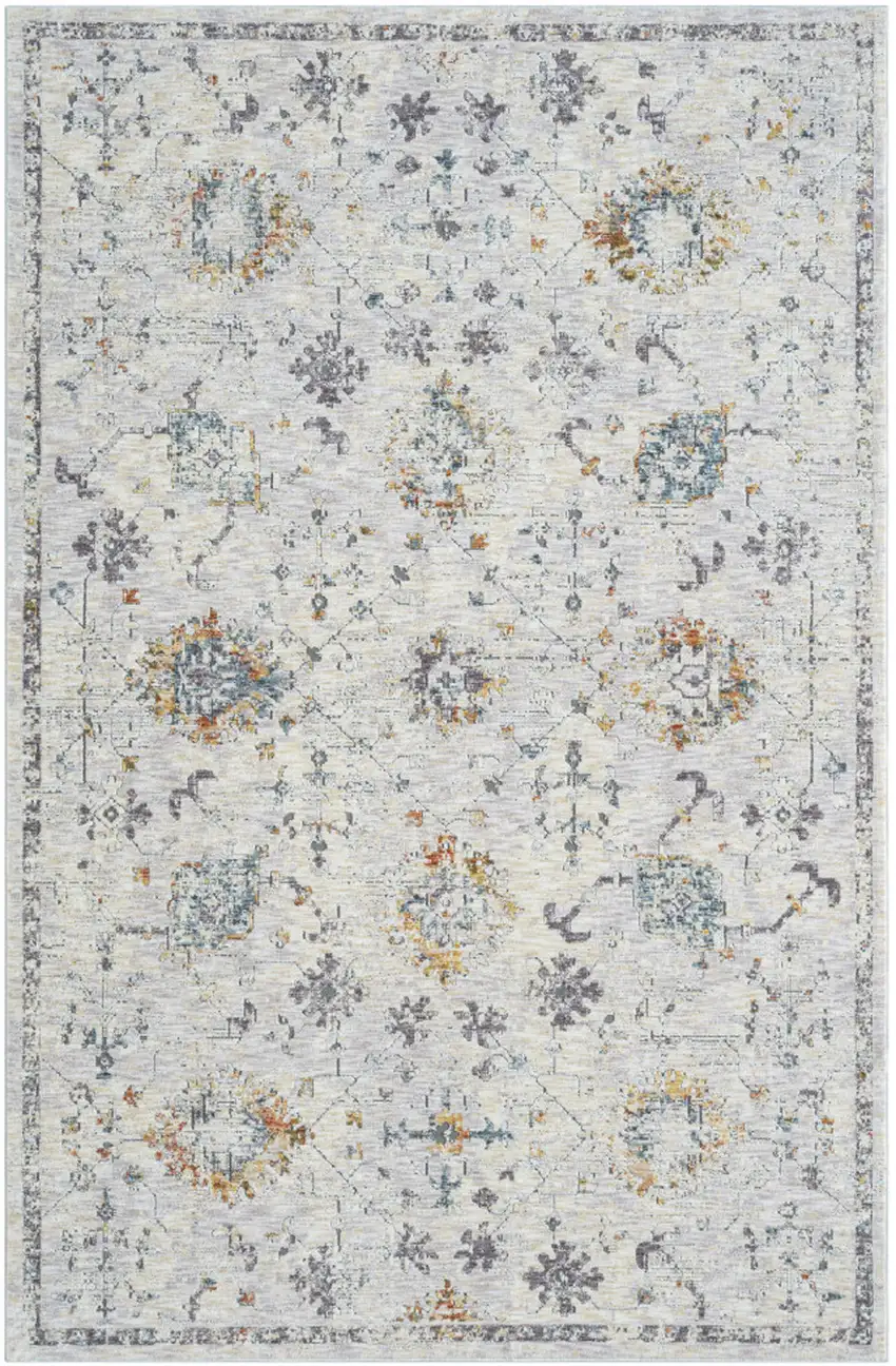 Ivory and Blue Floral Area Rug Photo 2