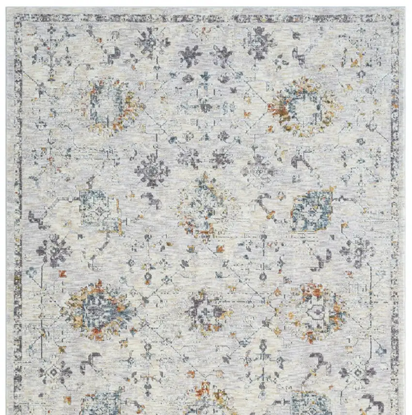Ivory and Blue Floral Area Rug Photo 6