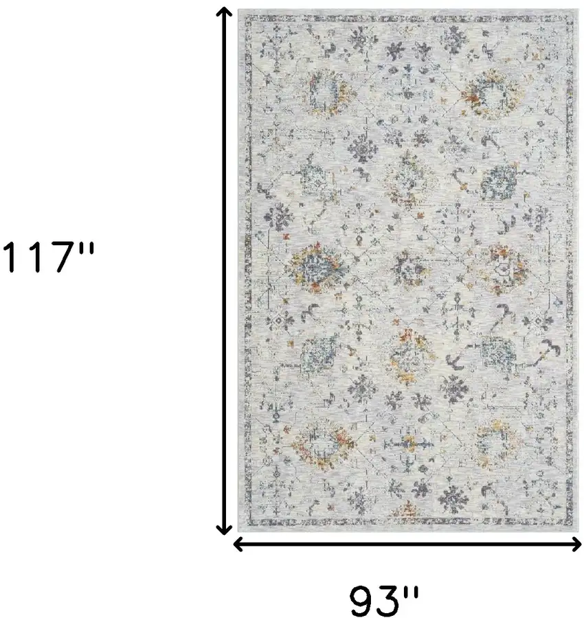 Ivory and Blue Floral Area Rug Photo 3