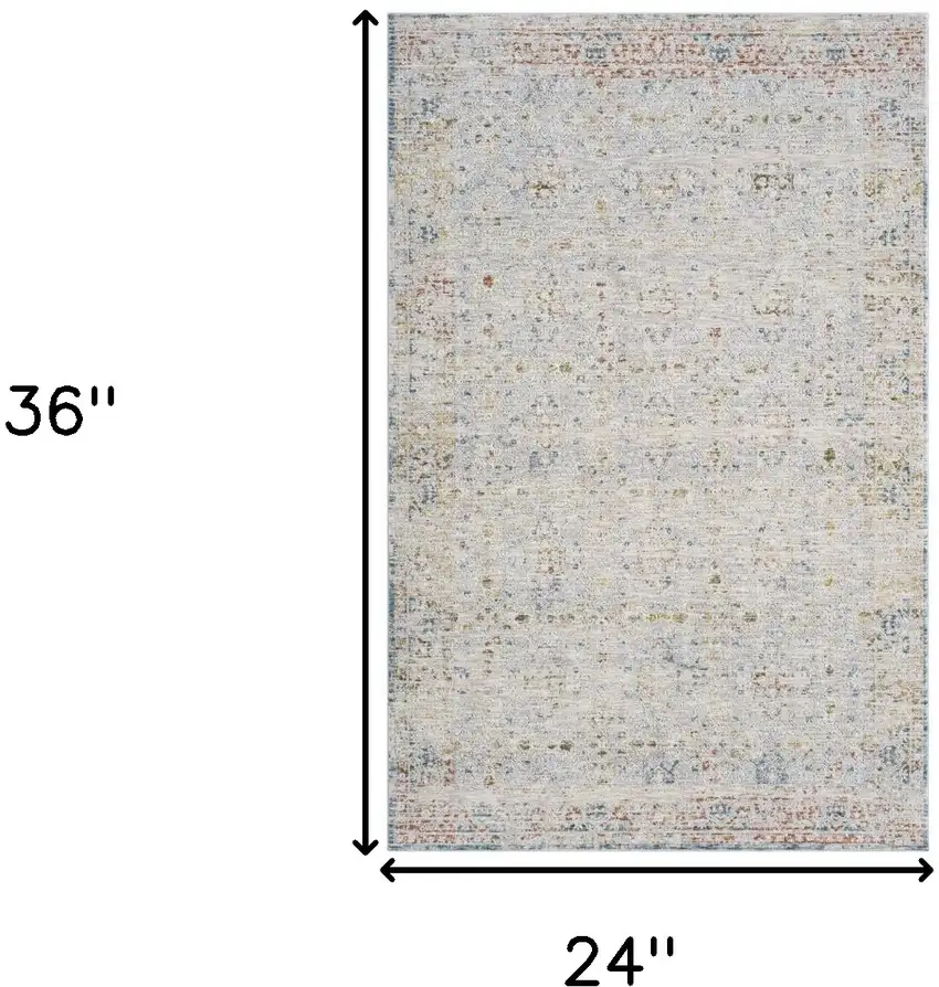 Ivory and Blue Floral Area Rug Photo 3